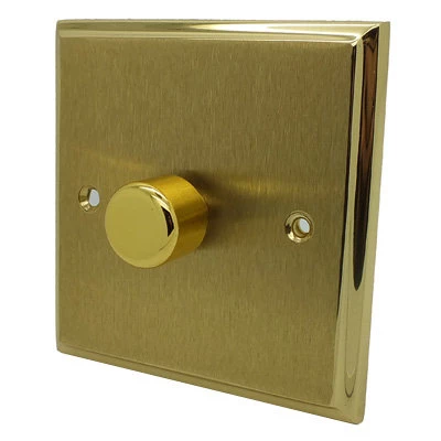 Duo Premier Plus Satin Brass (Cast) LED Dimmer and Push Light Switch Combination
