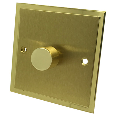 Duo Premier Satin Brass Dimmer and Toggle Switch Combination