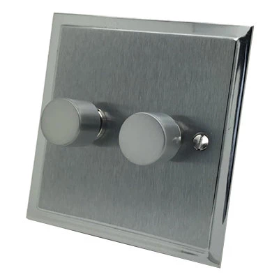 Duo Premier Satin Chrome LED Dimmer and Push Light Switch Combination