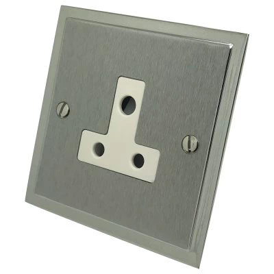 Duo Premier Satin Chrome Round Pin Unswitched Socket (For Lighting)