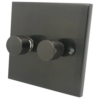 Edwardian Classic Bronze LED Dimmer and Push Light Switch Combination
