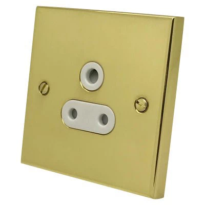Edwardian Elite Polished Brass Round Pin Unswitched Socket (For Lighting)