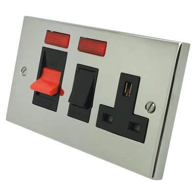 Edwardian Elite Polished Chrome Cooker Control (45 Amp Double Pole Switch and 13 Amp Socket)
