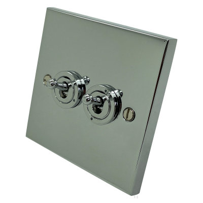 Edwardian Elite Polished Chrome Dimmer and Toggle Switch Combination