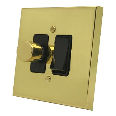 Edwardian Classic Polished Brass Dimmer and Light Switch Combination