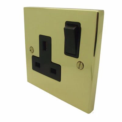 Edwardian Classic Polished Brass Cooker Control (45 Amp Double Pole Switch and 13 Amp Socket)
