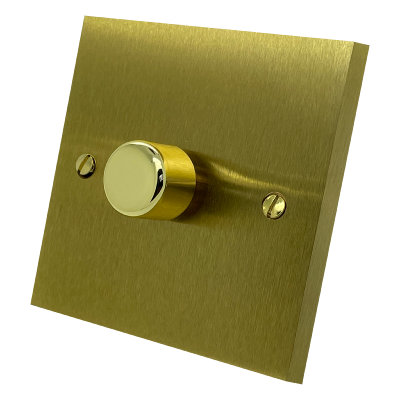 Edwardian Classic Satin Brass Dimmer and Toggle Switch Combination
