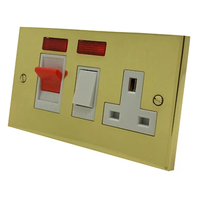 Edwardian Elite Polished Brass Cooker Control (45 Amp Double Pole Switch and 13 Amp Socket)