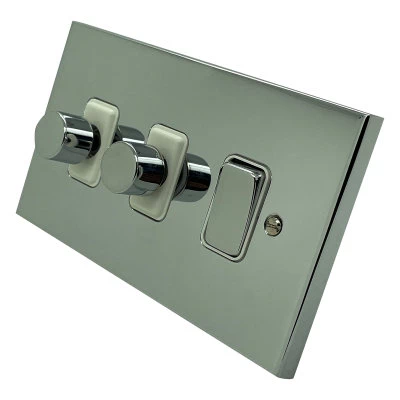 Edwardian Elite Polished Chrome Dimmer and Light Switch Combination