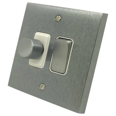 Edwardian Elite Satin Chrome Dimmer and Light Switch Combination