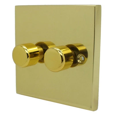 Edwardian Premier Plus Polished Brass (Cast) LED Dimmer and Push Light Switch Combination