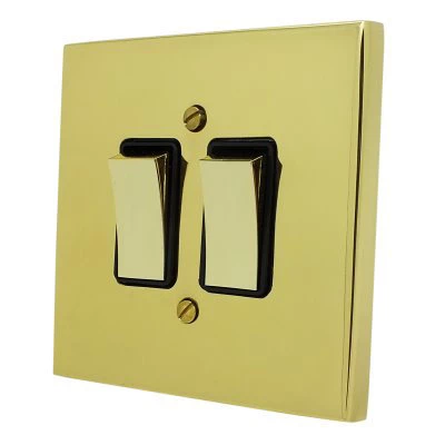 Edwardian Premier Plus Polished Brass (Cast) Intermediate Switch and Light Switch Combination