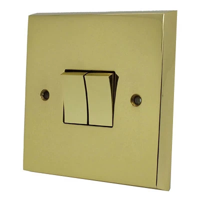 Edwardian Supreme Polished Brass Intermediate Switch and Light Switch Combination