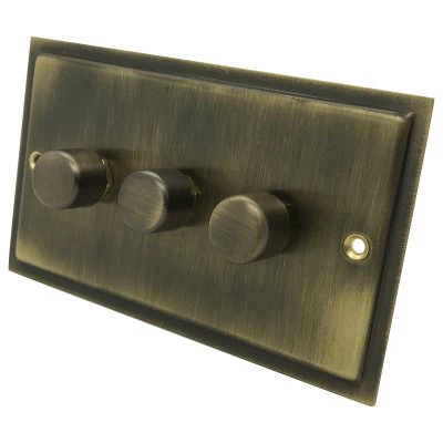 Elegance (Antique) Antique Brass LED Dimmer and Push Light Switch Combination