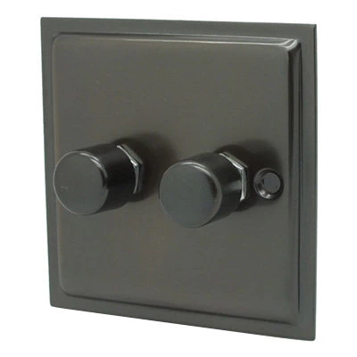 Elegance Bronze Noir LED Dimmer and Push Light Switch Combination