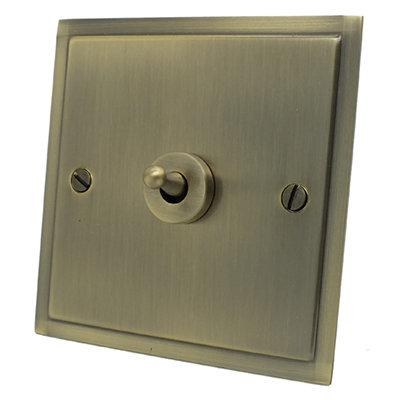 Elegance Elite Antique Brass Dimmer and Toggle Switch Combination
