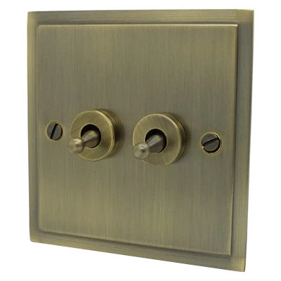 Elegance Elite Antique Brass Intermediate Toggle Switch and Toggle Switch Combination