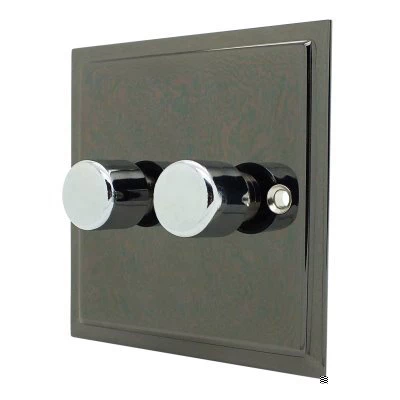 Elegance Elite Black Nickel Push Intermediate Switch and Push Light Switch Combination