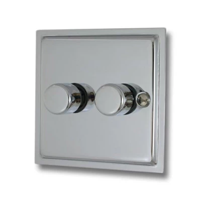Elegance Polished Chrome LED Dimmer and Push Light Switch Combination