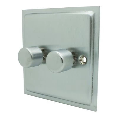 Elegance Satin Chrome LED Dimmer and Push Light Switch Combination