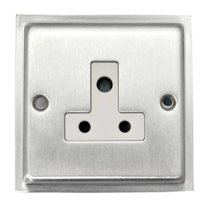 Elegance Satin Chrome Round Pin Unswitched Socket (For Lighting)