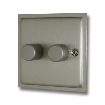 Elegance Satin Nickel LED Dimmer and Push Light Switch Combination