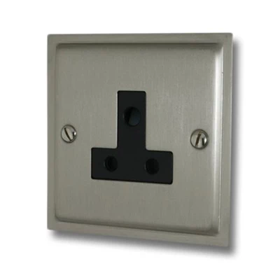 Elegance Satin Nickel Round Pin Unswitched Socket (For Lighting)