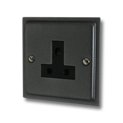 Elegance Dark Pewter Round Pin Unswitched Socket (For Lighting)