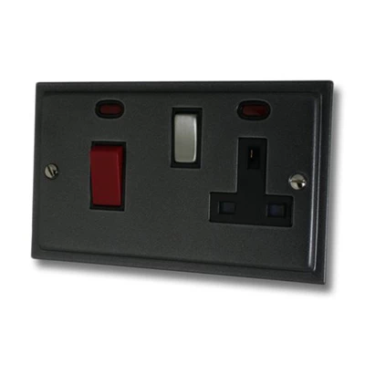 Elegance Dark Pewter Cooker Control (45 Amp Double Pole Switch and 13 Amp Socket)