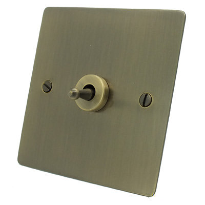Elite Flat Antique Brass Dimmer and Toggle Switch Combination