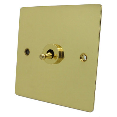 Elite Flat Polished Brass Dimmer and Toggle Switch Combination