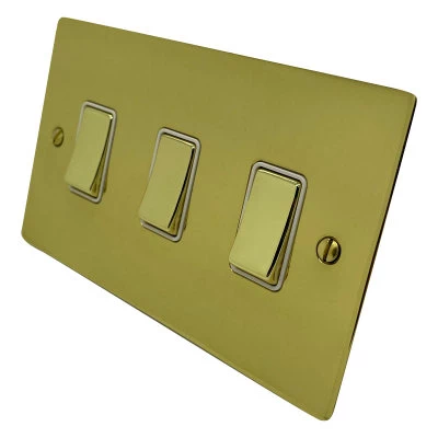 Elite Flat Polished Brass Intermediate Switch and Light Switch Combination