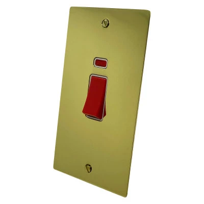 Elite Flat Polished Brass Cooker (45 Amp Double Pole) Switch
