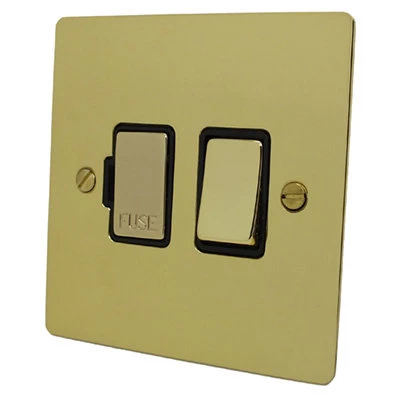 Elite Flat Polished Brass Switched Fused Spur