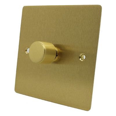 Elite Flat Satin Brass Dimmer and Toggle Switch Combination