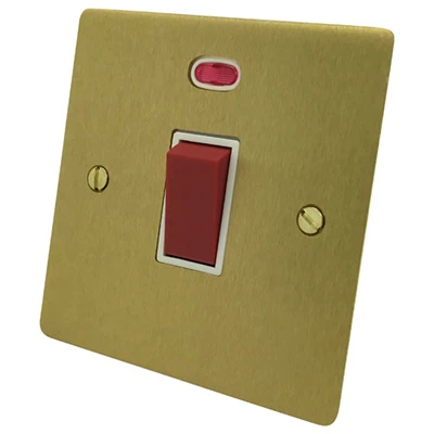 Elite Flat Satin Brass Cooker (45 Amp Double Pole) Switch