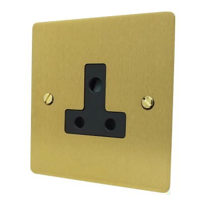 Elite Flat Satin Brass Round Pin Unswitched Socket (For Lighting)