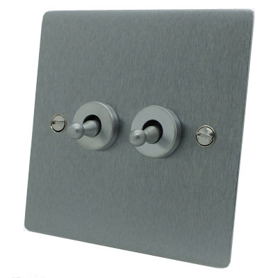 Elite Flat Satin Chrome Dimmer and Toggle Switch Combination