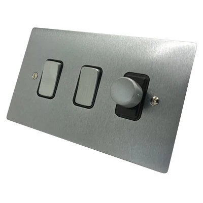 Elite Flat Satin Chrome Dimmer and Light Switch Combination