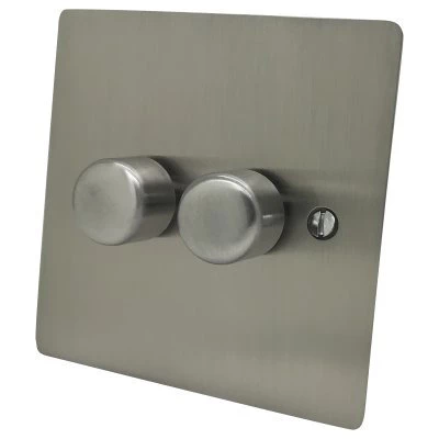 Flatplate Supreme Satin Nickel LED Dimmer and Push Light Switch Combination