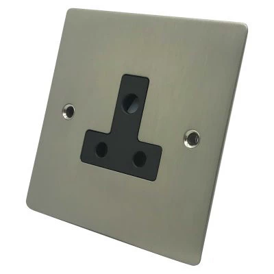 Elite Flat Satin Nickel Round Pin Unswitched Socket (For Lighting)