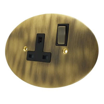 Ellipse Antique Brass Switched Plug Socket