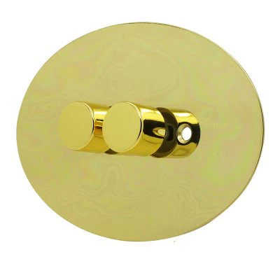 Ellipse Polished Brass LED Dimmer and Push Light Switch Combination