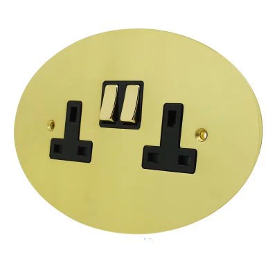 Ellipse Polished Brass Switched Plug Socket