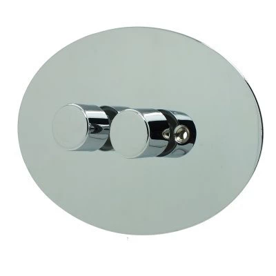Ellipse Polished Chrome LED Dimmer and Push Light Switch Combination