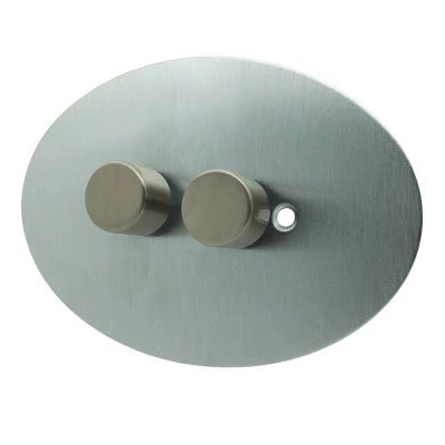 Ellipse Satin Chrome LED Dimmer and Push Light Switch Combination