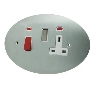 Ellipse Satin Chrome Cooker Control (45 Amp Double Pole Switch and 13 Amp Socket)