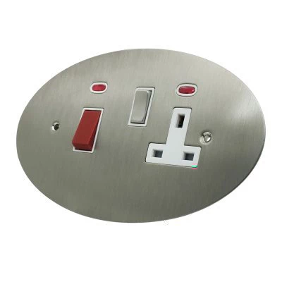 Ellipse Satin Stainless Cooker Control (45 Amp Double Pole Switch and 13 Amp Socket)