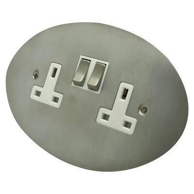 Ellipse Satin Stainless Switched Plug Socket