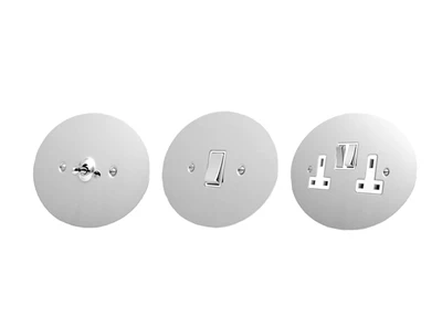 Ellipse Polished Chrome Round Pin Unswitched Socket (For Lighting)